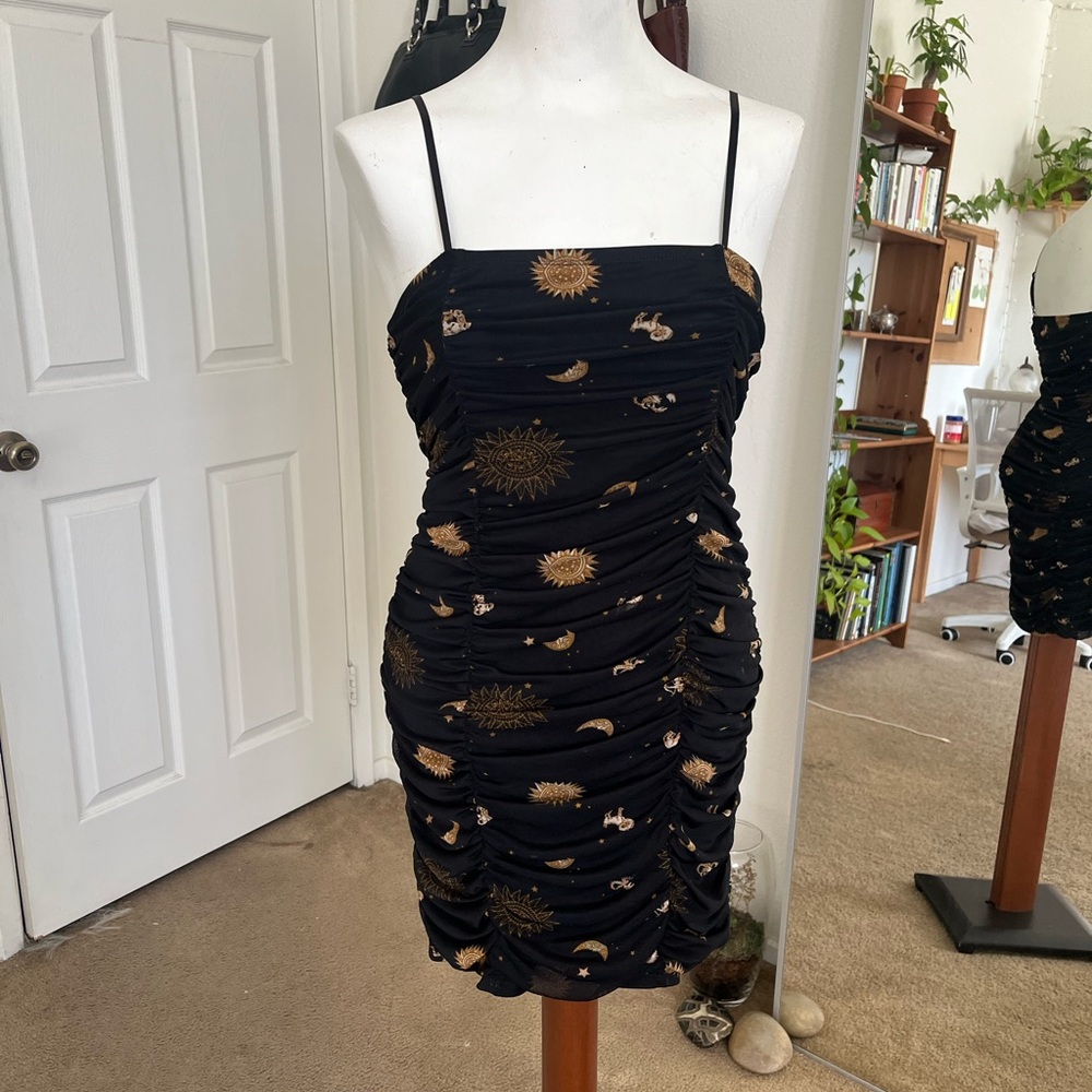 Forever 21 Black and Gold Celestial Mini Dress